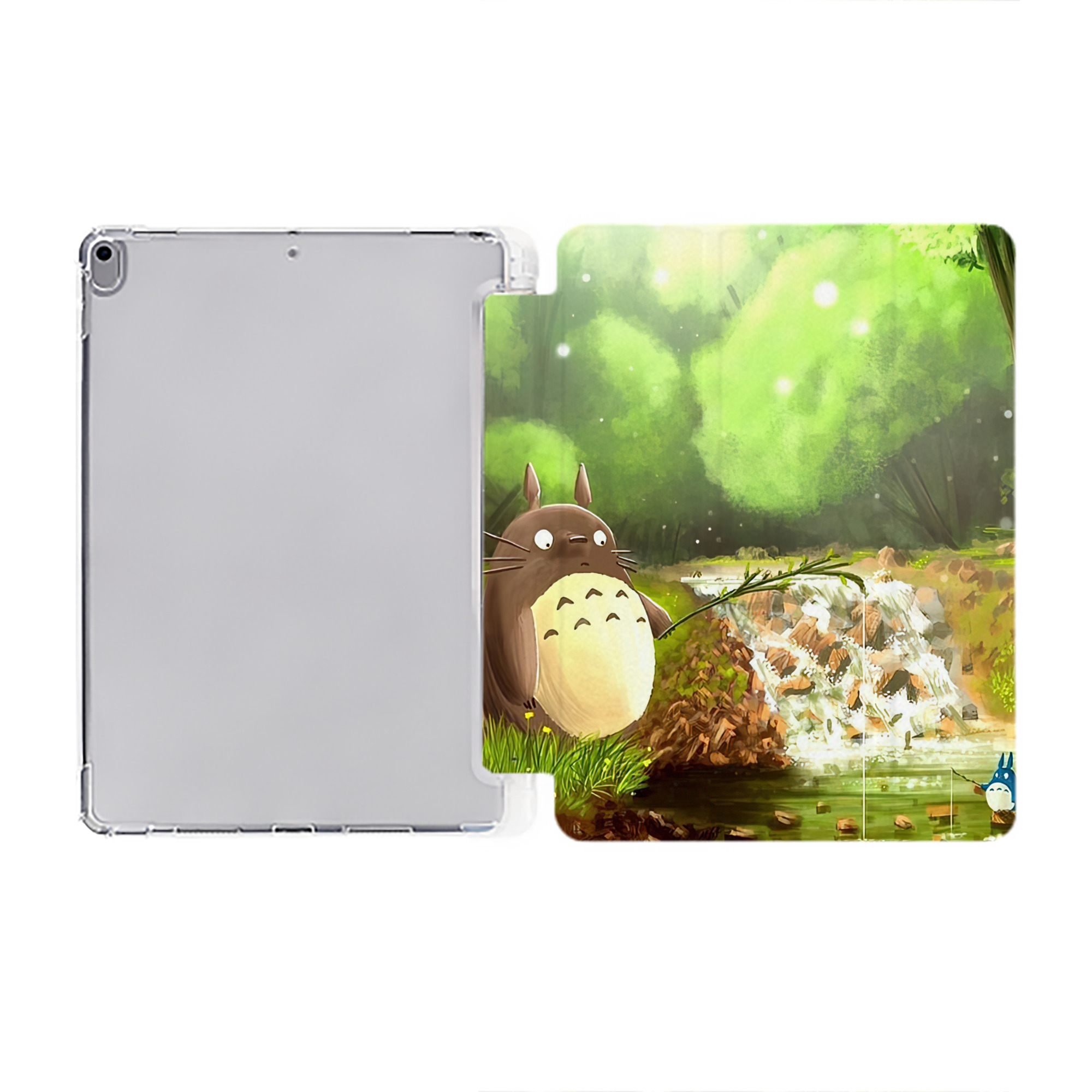 （画像用） となりのトトロ 草壁メイ 草壁サツキ My Neighbor Totoro Satsuki Kusakabe Mei Kusakabe IPad ケース ペン収納付き 三つ折りスタンド PUレザー×シリコン 対応機種9.5/10.5/10.9インチ